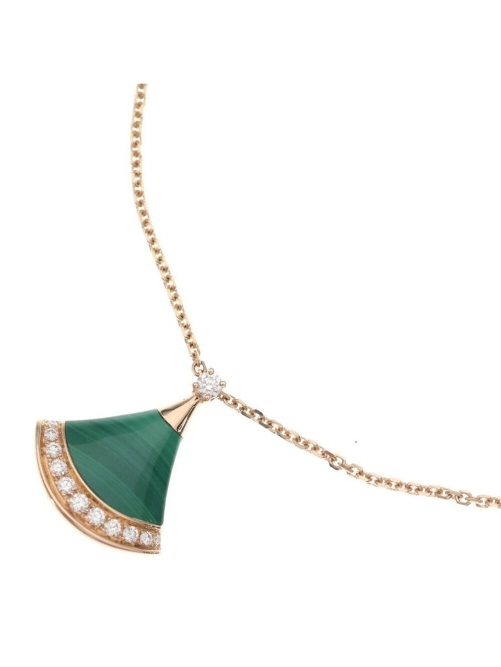 Bvlgari Diva's Dream Malachite Pave Diamond Necklace Pink Gold